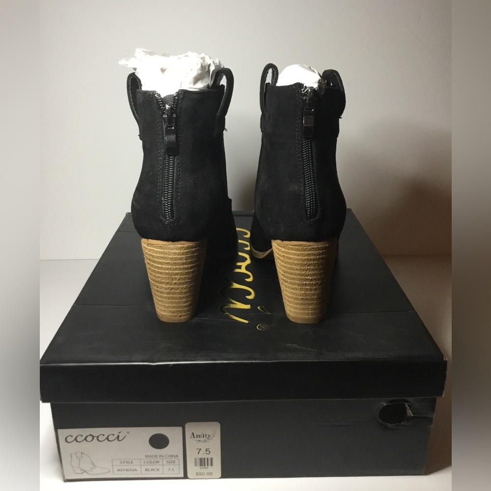 Black Suede Ankle Boots CCOCCI Athena Size 7.5 NIB - Picture 3 of 3